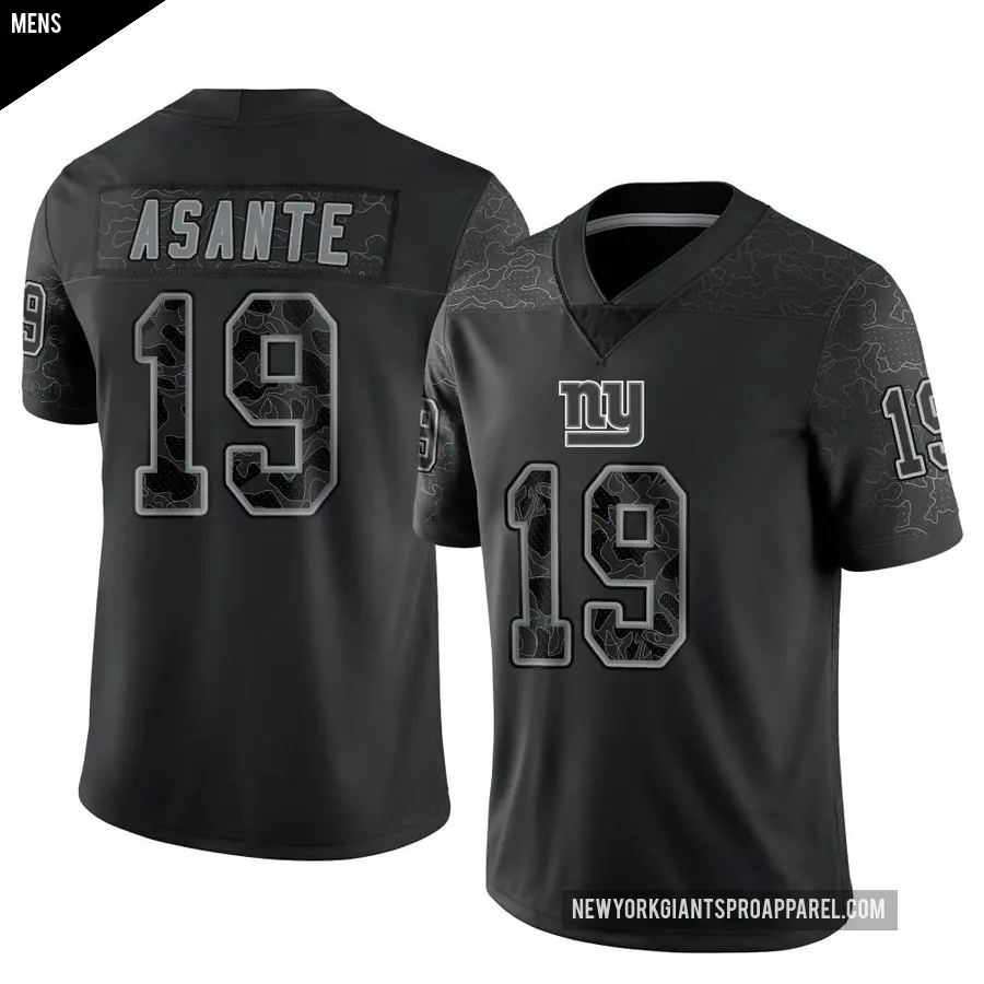 Men's New York Giants ＃19 Ayir Asante Black Limited Reflective Jersey