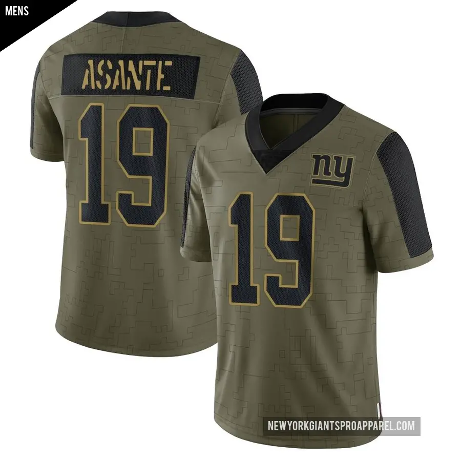 Men's New York Giants ＃19 Ayir Asante Olive Limited 2021 Salute To Service Jersey