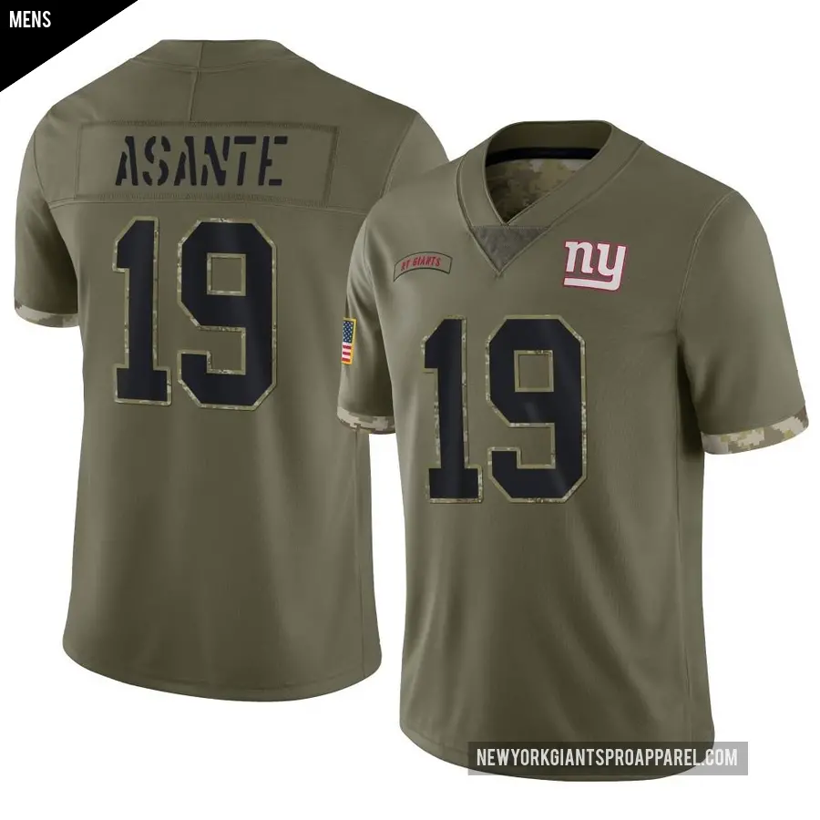 Men's New York Giants ＃19 Ayir Asante Olive Limited 2022 Salute To Service Jersey