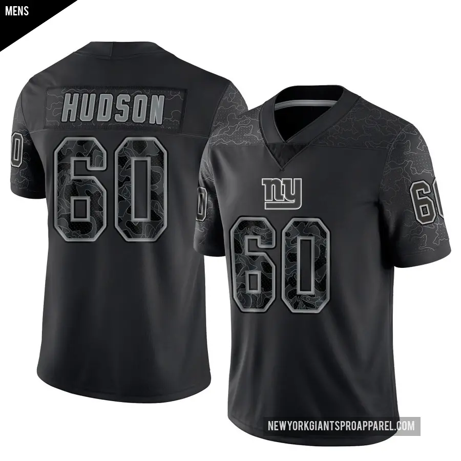 Men's New York Giants ＃60 Bryan Hudson Black Limited Reflective Jersey