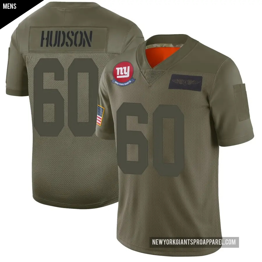 Men's New York Giants ＃60 Bryan Hudson Camo Limited 2019 Salute to Service Jersey