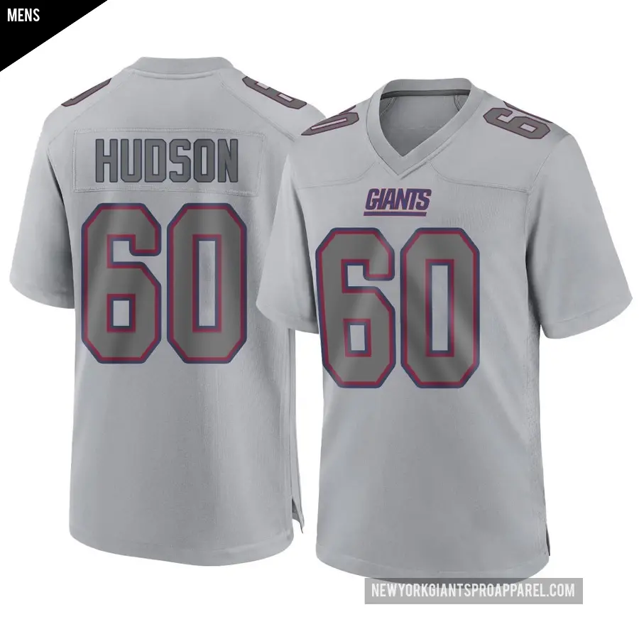 Men's New York Giants ＃60 Bryan Hudson Gray Game Atmosphere Fashion Jersey