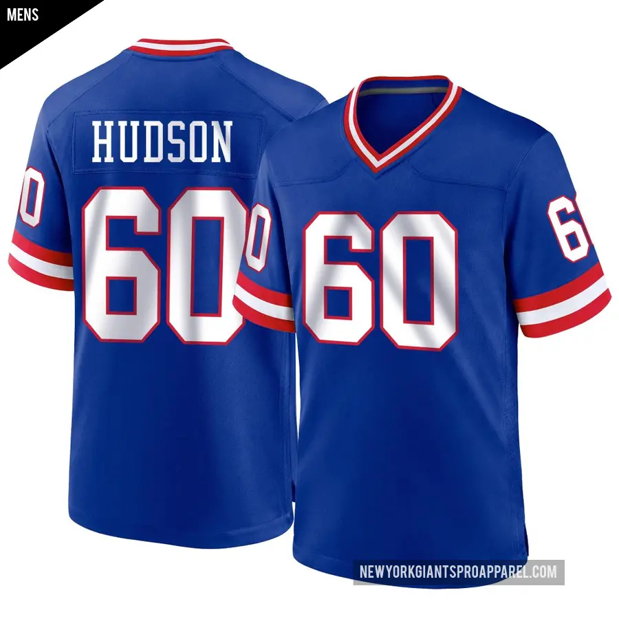 Men's New York Giants ＃60 Bryan Hudson Royal Game Classic Jersey