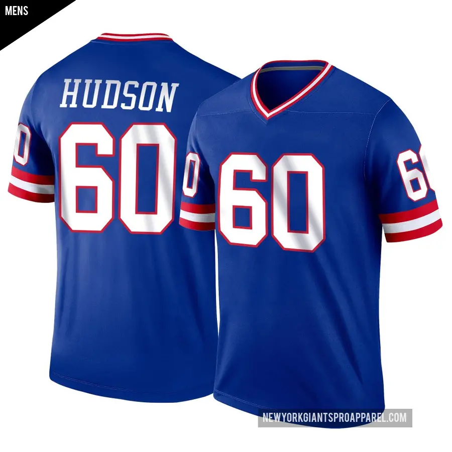 Men's New York Giants ＃60 Bryan Hudson Royal Legend Classic Jersey