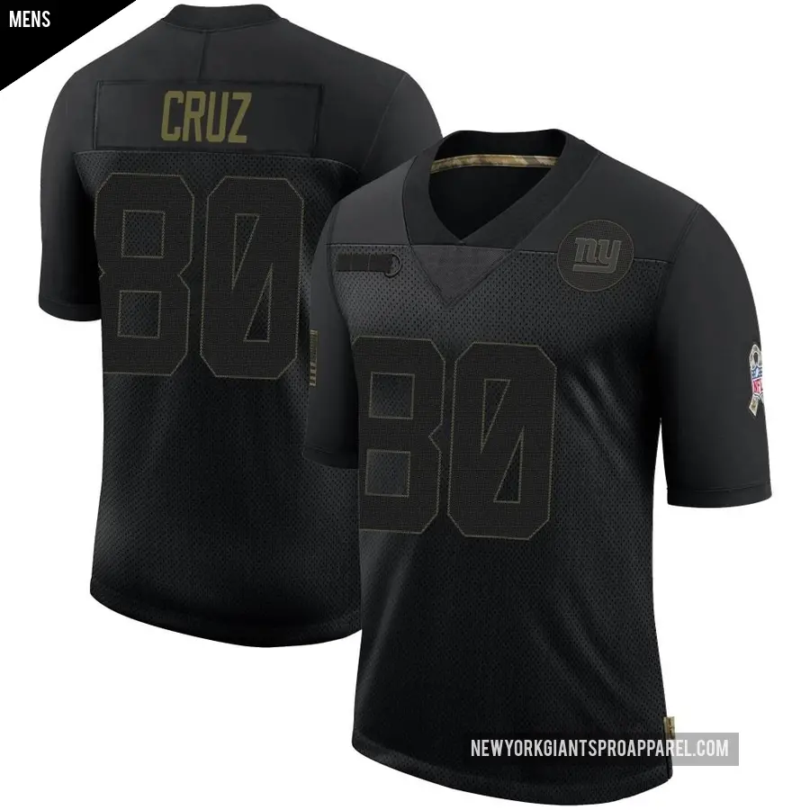 Men's New York Giants ＃80 Victor Cruz Black Limited 2020 Salute To Service Retired Jersey