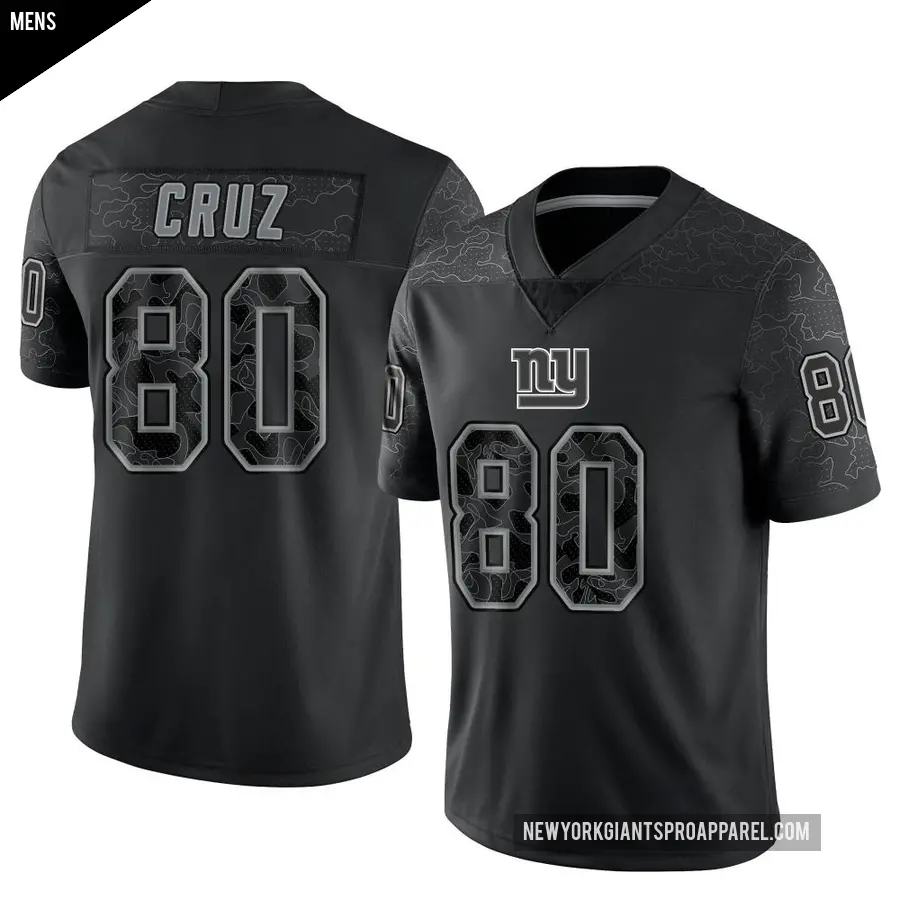 Men's New York Giants ＃80 Victor Cruz Black Limited Reflective Jersey