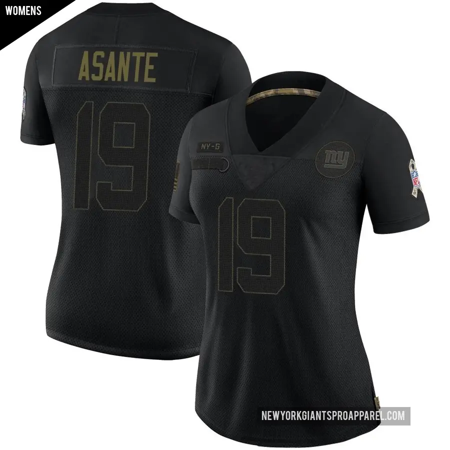 Women's New York Giants ＃19 Ayir Asante Black Limited 2020 Salute To Service Jersey