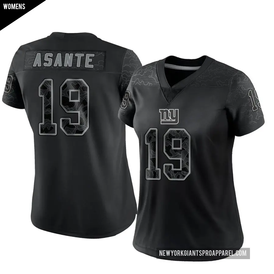 Women's New York Giants ＃19 Ayir Asante Black Limited Reflective Jersey