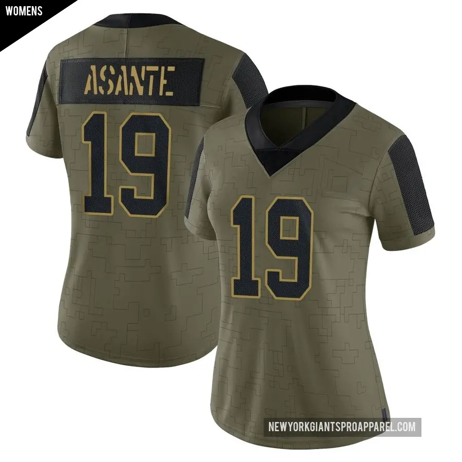 Women's New York Giants ＃19 Ayir Asante Olive Limited 2021 Salute To Service Jersey