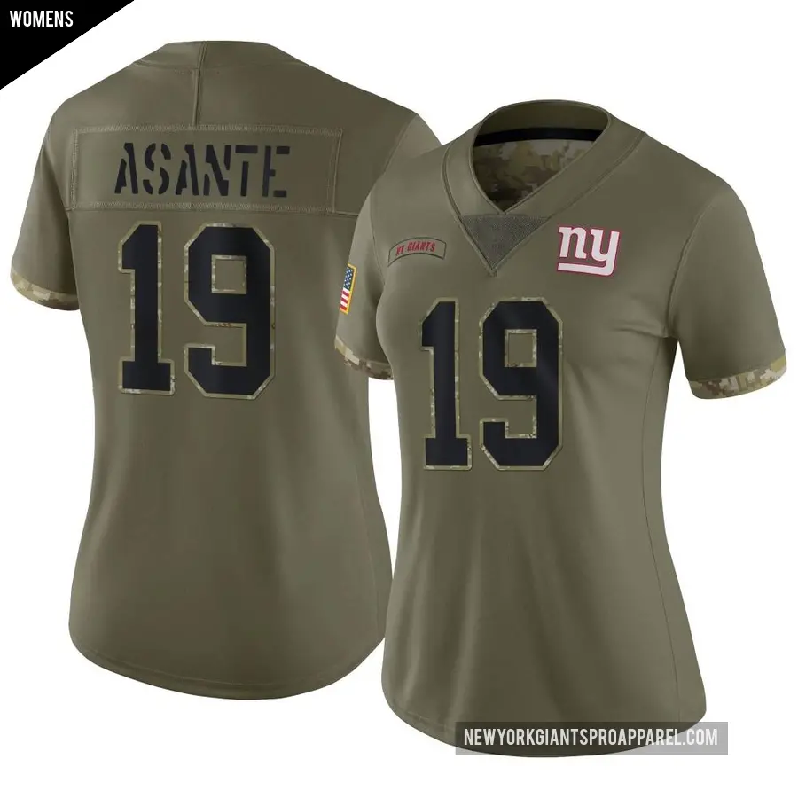 Women's New York Giants ＃19 Ayir Asante Olive Limited 2022 Salute To Service Jersey