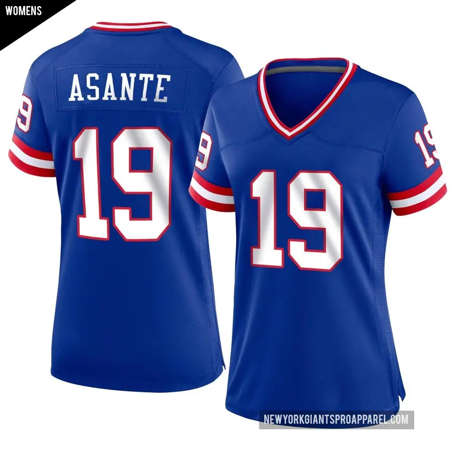 Women's New York Giants ＃19 Ayir Asante Royal Game Classic Jersey