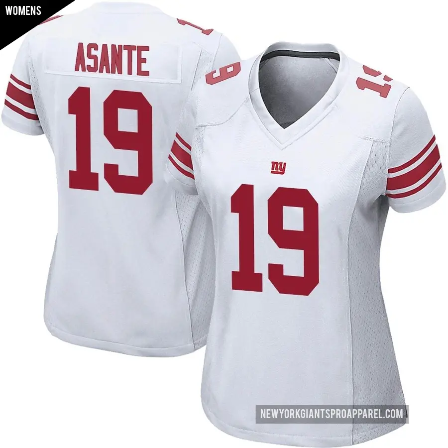 Women's New York Giants ＃19 Ayir Asante White Game Jersey