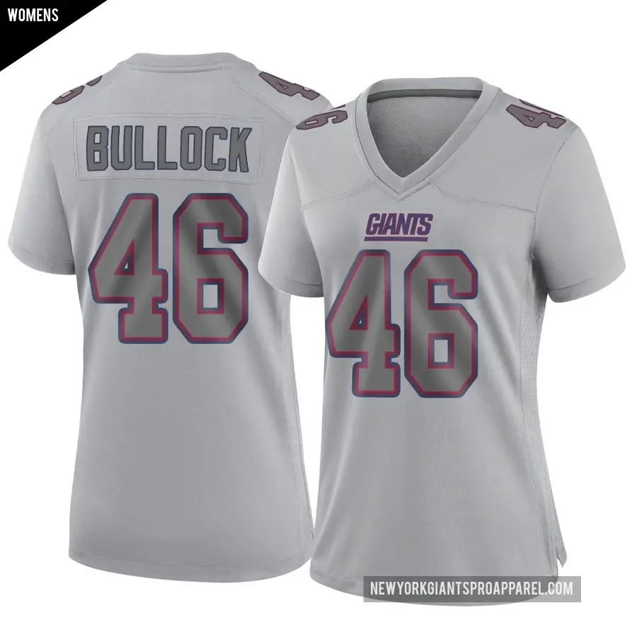 Women's New York Giants ＃46 Randy Bullock Gray Game Atmosphere Fashion Jersey