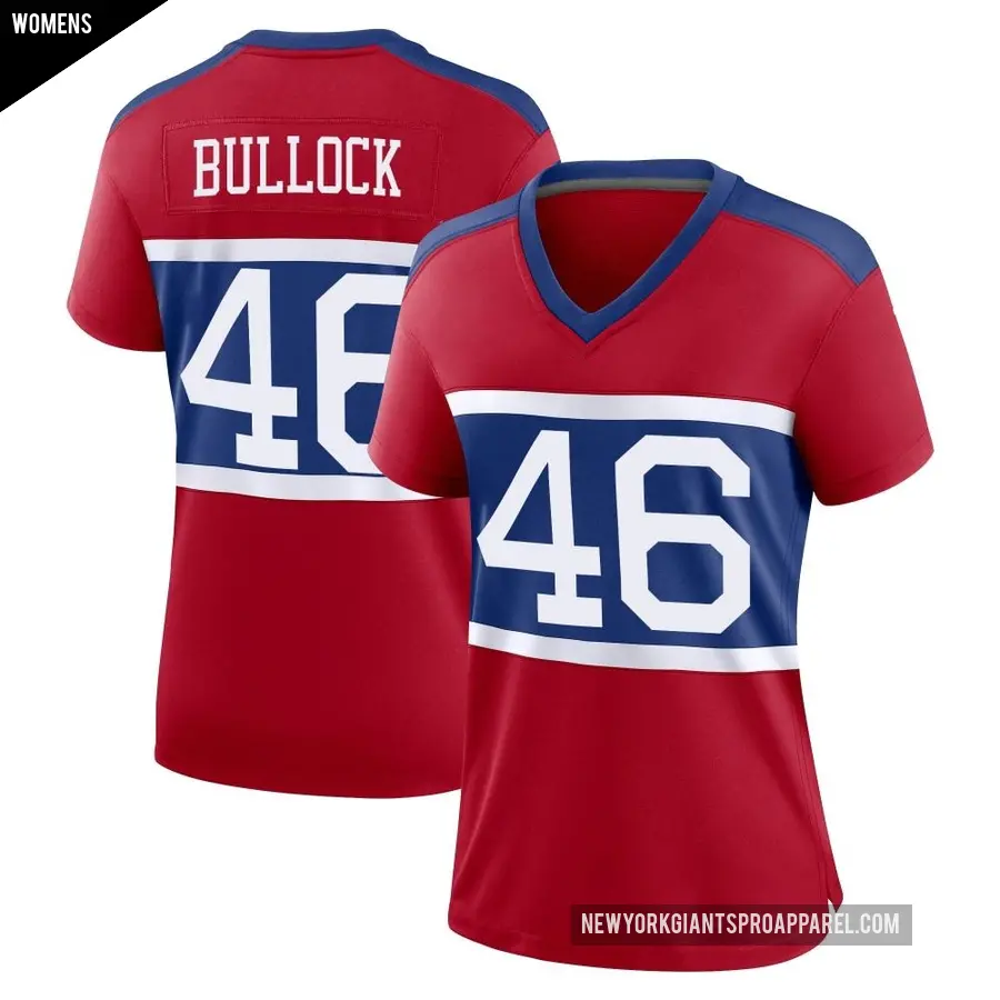 Women's New York Giants ＃46 Randy Bullock Red Game Century Alternate Jersey