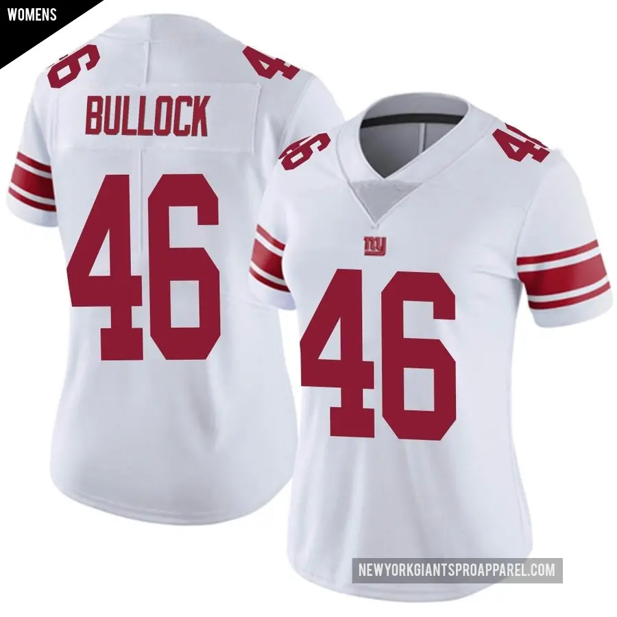 Women's New York Giants ＃46 Randy Bullock White Limited Vapor Untouchable Jersey