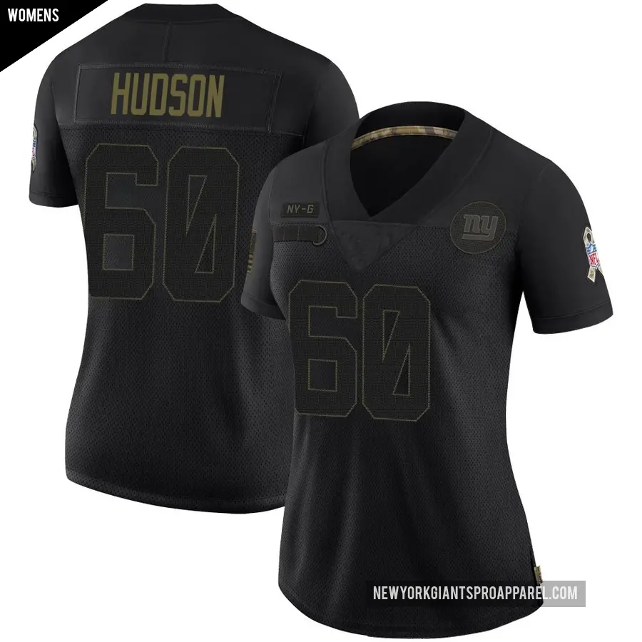 Women's New York Giants ＃60 Bryan Hudson Black Limited 2020 Salute To Service Jersey