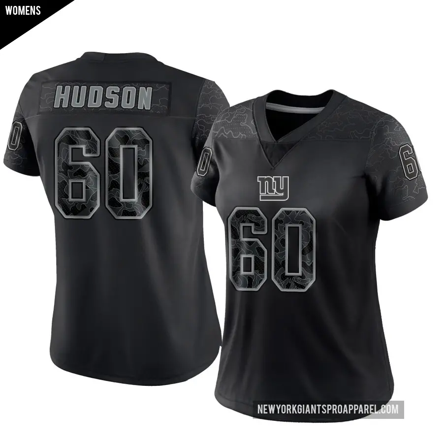 Women's New York Giants ＃60 Bryan Hudson Black Limited Reflective Jersey