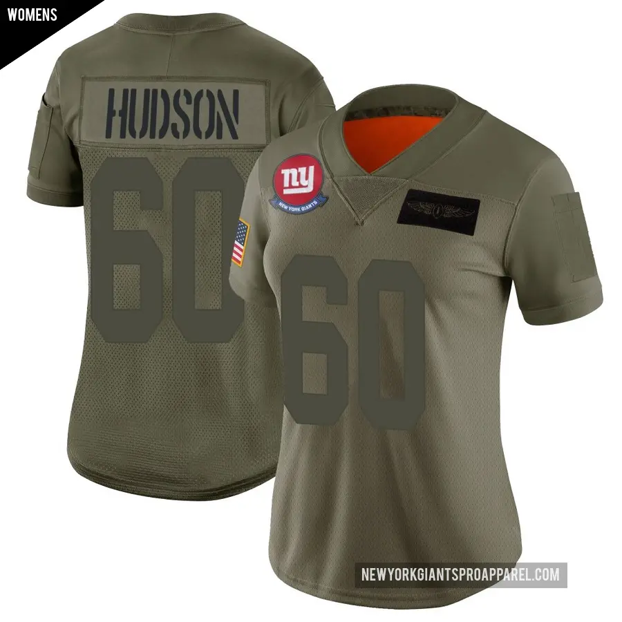 Women's New York Giants ＃60 Bryan Hudson Camo Limited 2019 Salute to Service Jersey