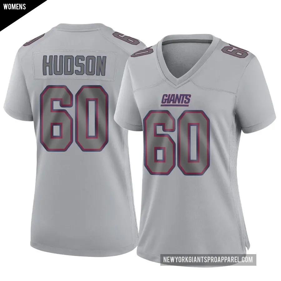 Women's New York Giants ＃60 Bryan Hudson Gray Game Atmosphere Fashion Jersey