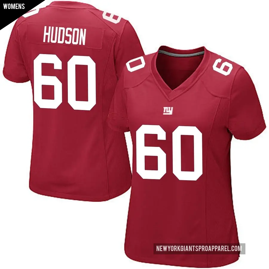 Women's New York Giants ＃60 Bryan Hudson Red Game Alternate Jersey