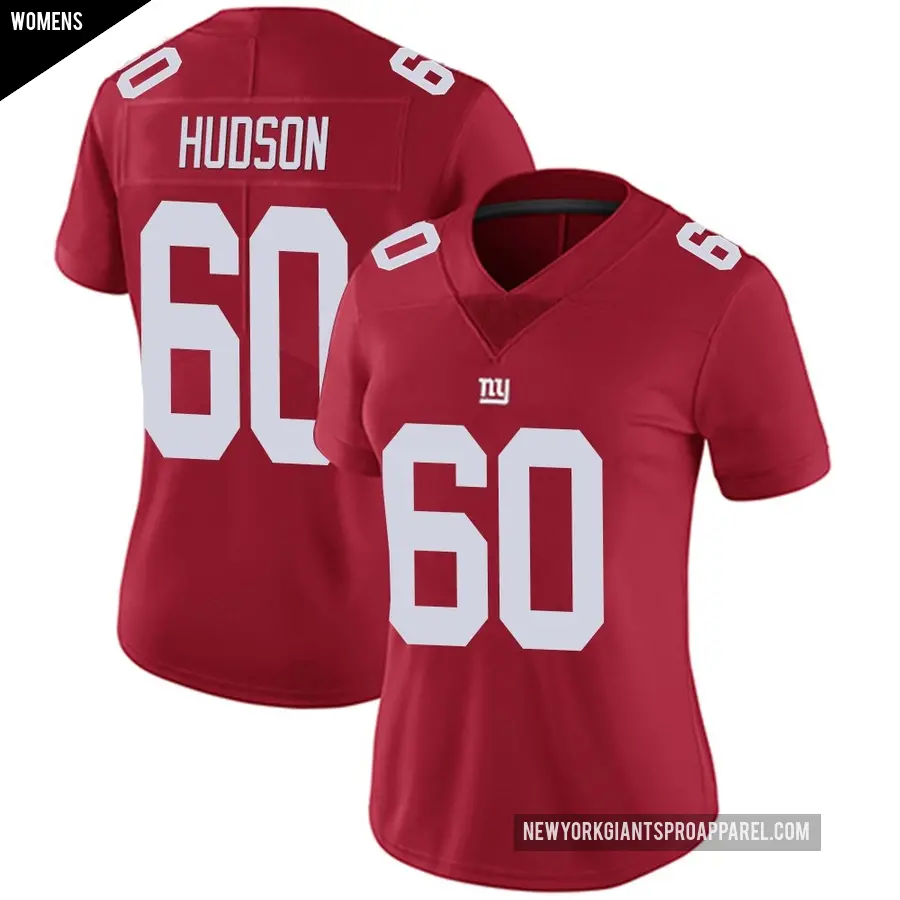 Women's New York Giants ＃60 Bryan Hudson Red Limited Alternate Vapor Untouchable Jersey