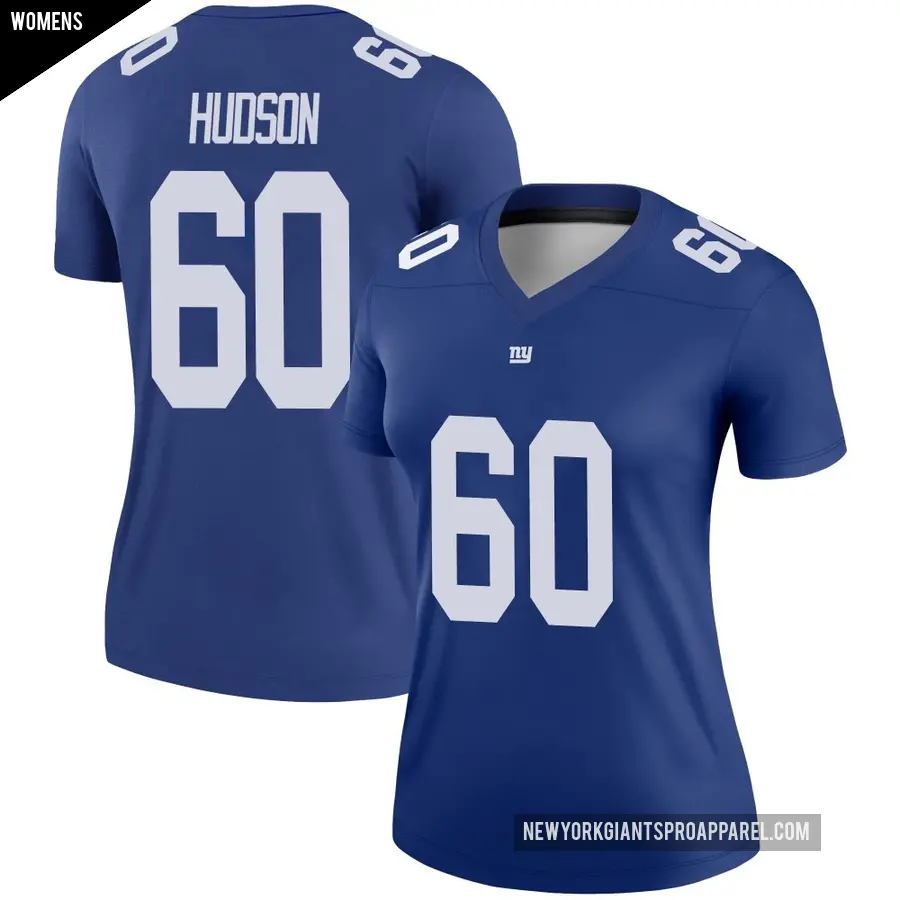 Women's New York Giants ＃60 Bryan Hudson Royal Legend Jersey