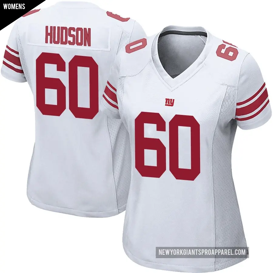 Women's New York Giants ＃60 Bryan Hudson White Game Jersey