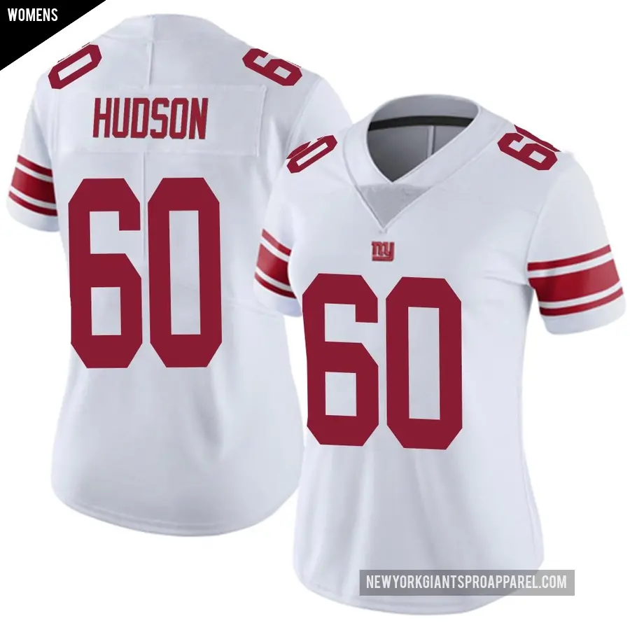 Women's New York Giants ＃60 Bryan Hudson White Limited Vapor Untouchable Jersey