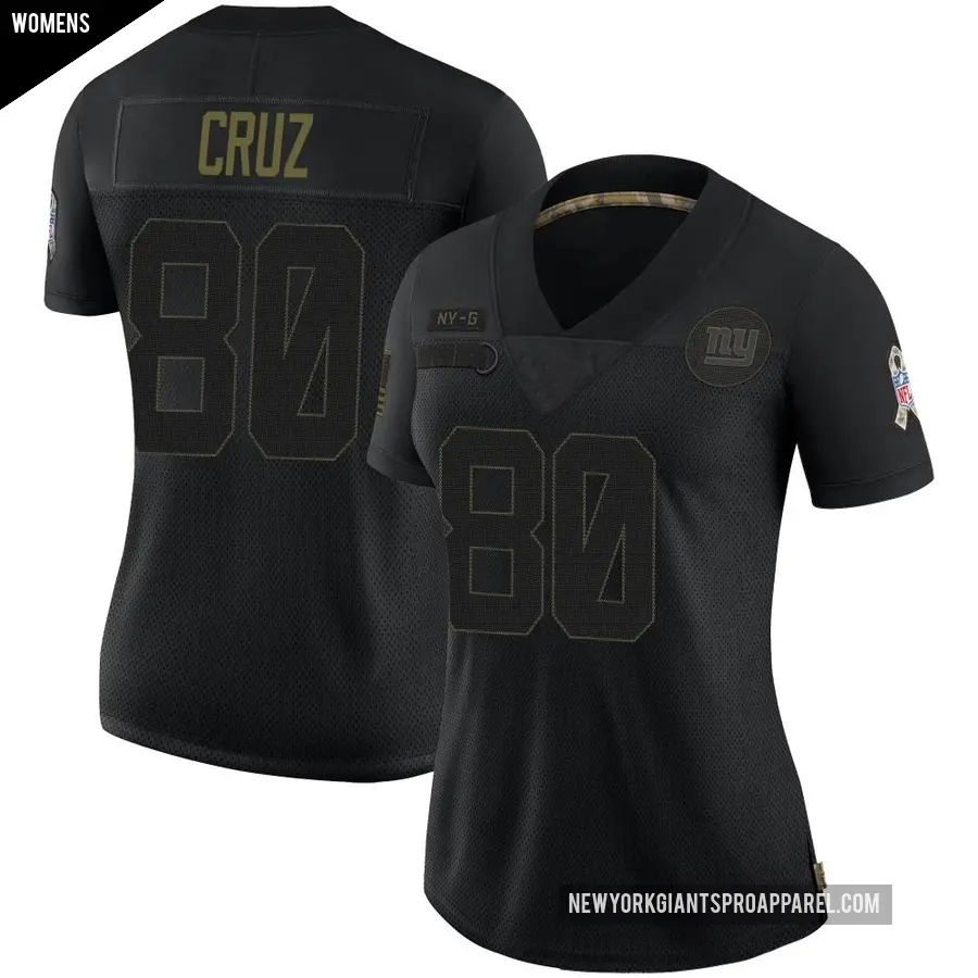 Women's New York Giants ＃80 Victor Cruz Black Limited 2020 Salute To Service Jersey