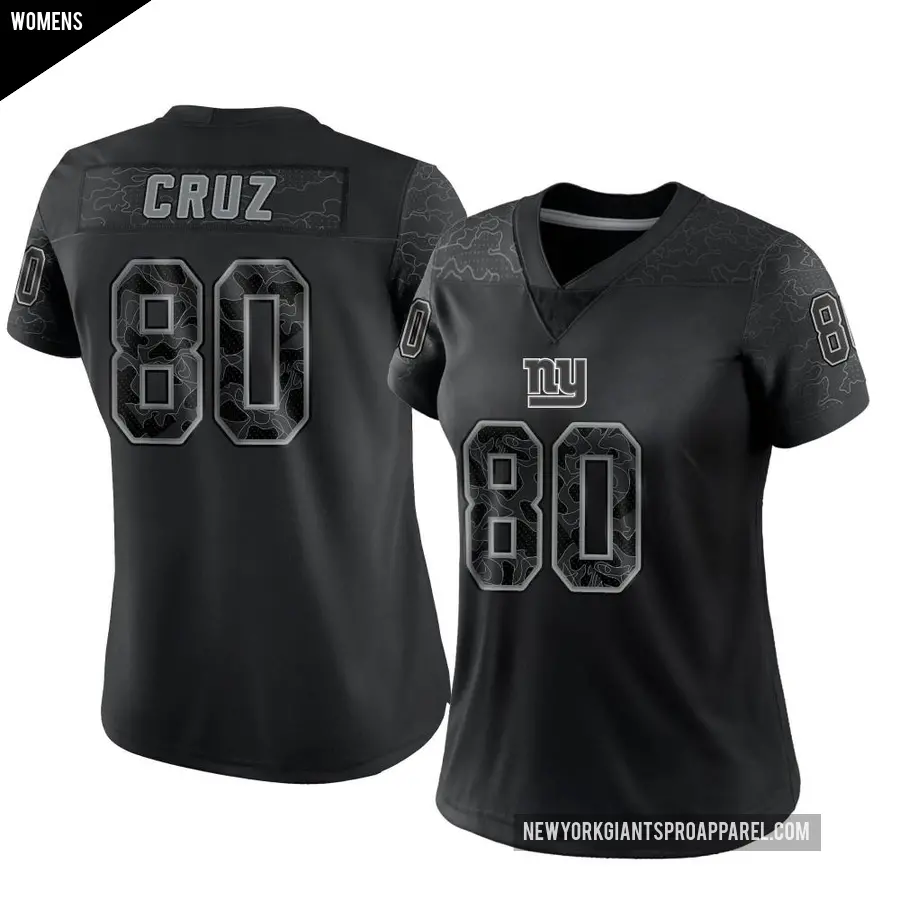 Women's New York Giants ＃80 Victor Cruz Black Limited Reflective Jersey