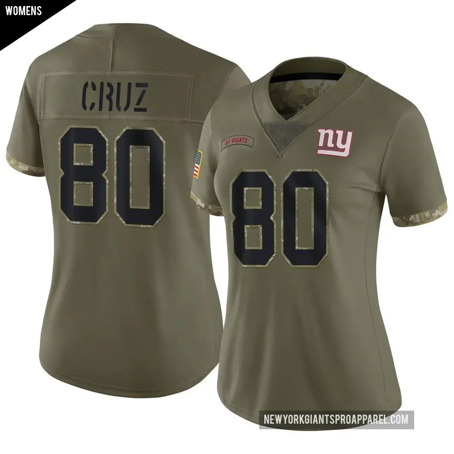 Women's New York Giants ＃80 Victor Cruz Olive Limited 2022 Salute To Service Jersey