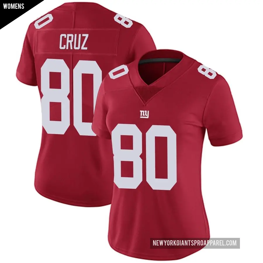 Women's New York Giants ＃80 Victor Cruz Red Limited Alternate Vapor Untouchable Jersey