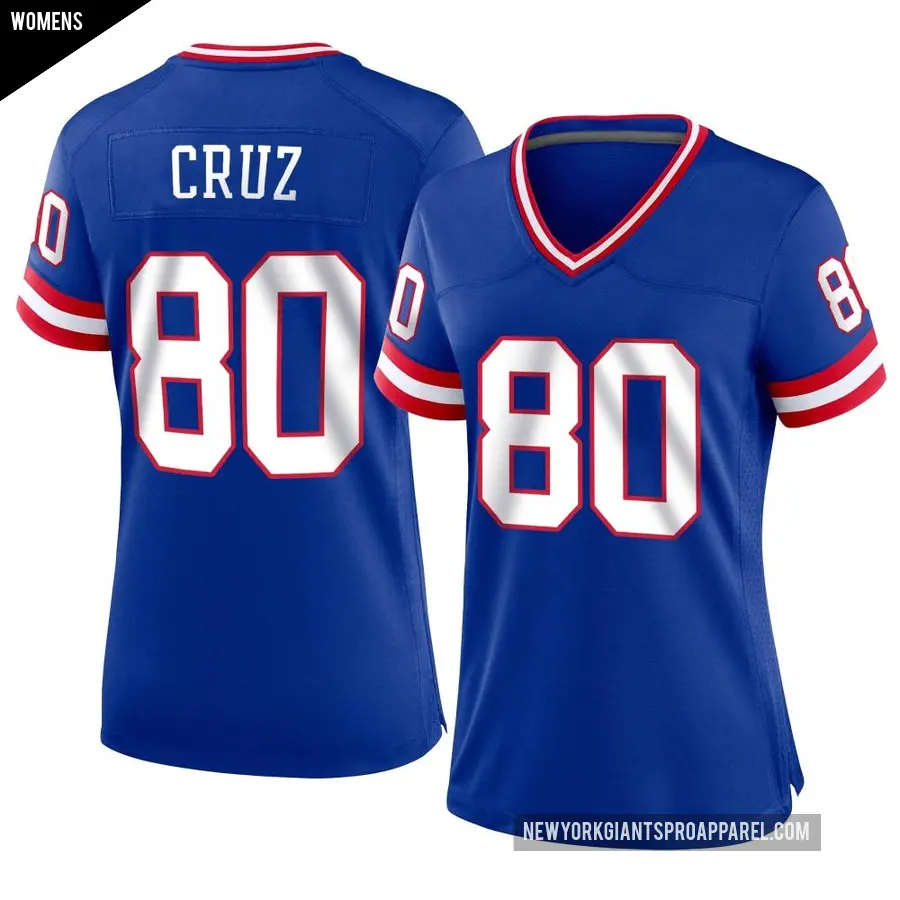 Women's New York Giants ＃80 Victor Cruz Royal Game Classic Jersey