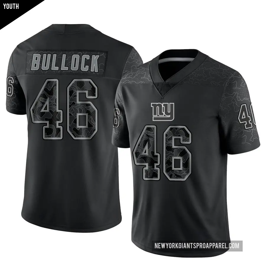 Youth New York Giants ＃46 Randy Bullock Black Limited Reflective Jersey