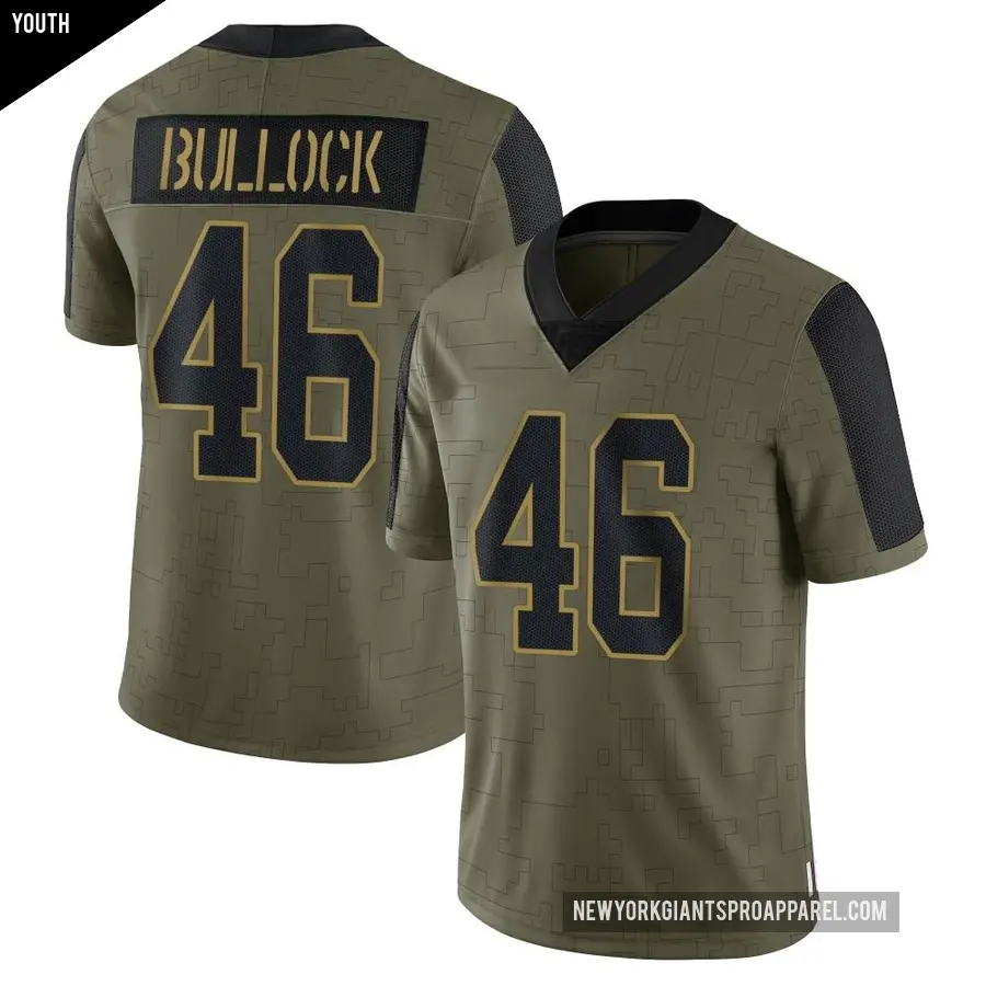 Youth New York Giants ＃46 Randy Bullock Olive Limited 2021 Salute To Service Jersey