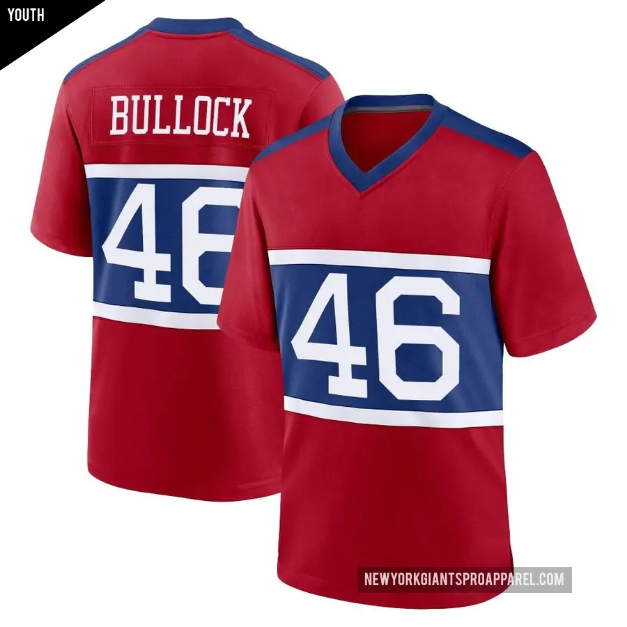 Youth New York Giants ＃46 Randy Bullock Red Game Century Alternate Jersey