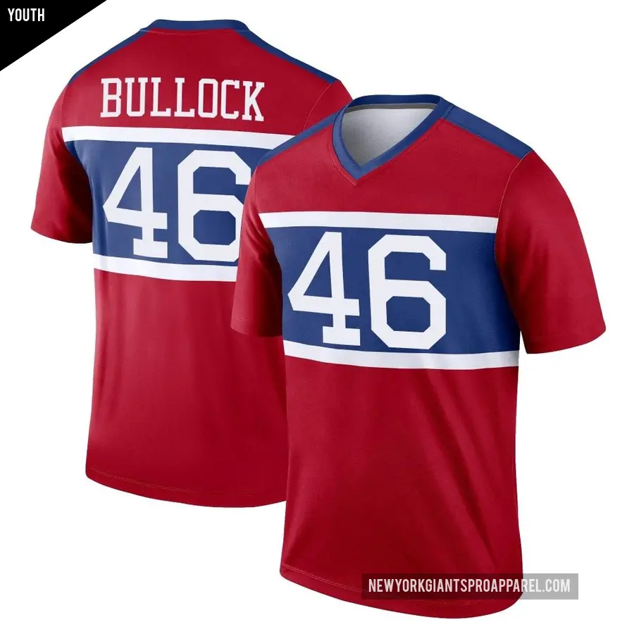 Youth New York Giants ＃46 Randy Bullock Red Legend Century Alternate Jersey