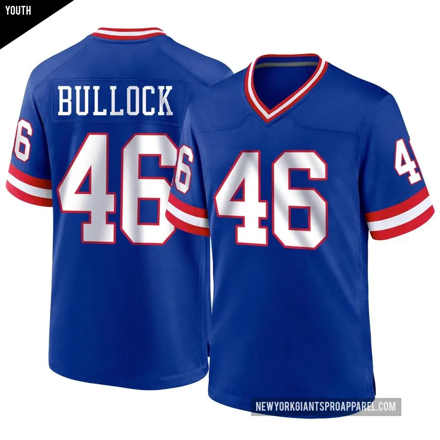 Youth New York Giants ＃46 Randy Bullock Royal Game Classic Jersey