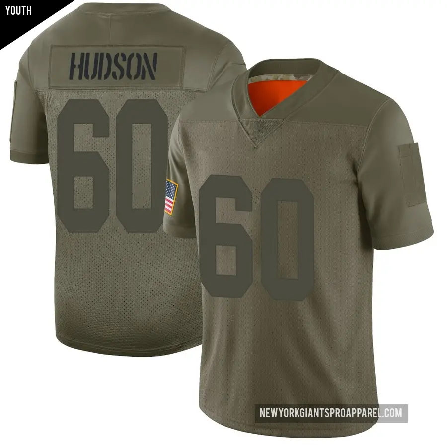 Youth New York Giants ＃60 Bryan Hudson Camo Limited 2019 Salute to Service Jersey