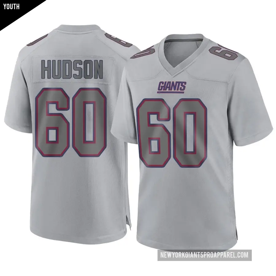 Youth New York Giants ＃60 Bryan Hudson Gray Game Atmosphere Fashion Jersey