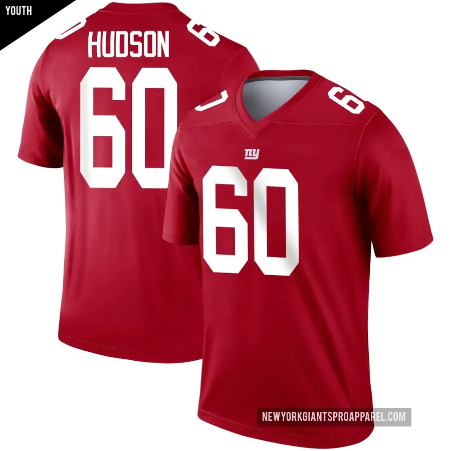 Youth New York Giants ＃60 Bryan Hudson Red Legend Inverted Jersey