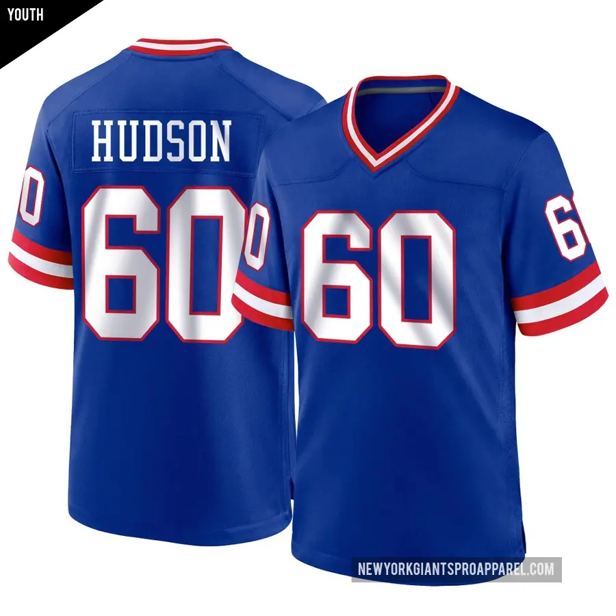 Youth New York Giants ＃60 Bryan Hudson Royal Game Classic Jersey