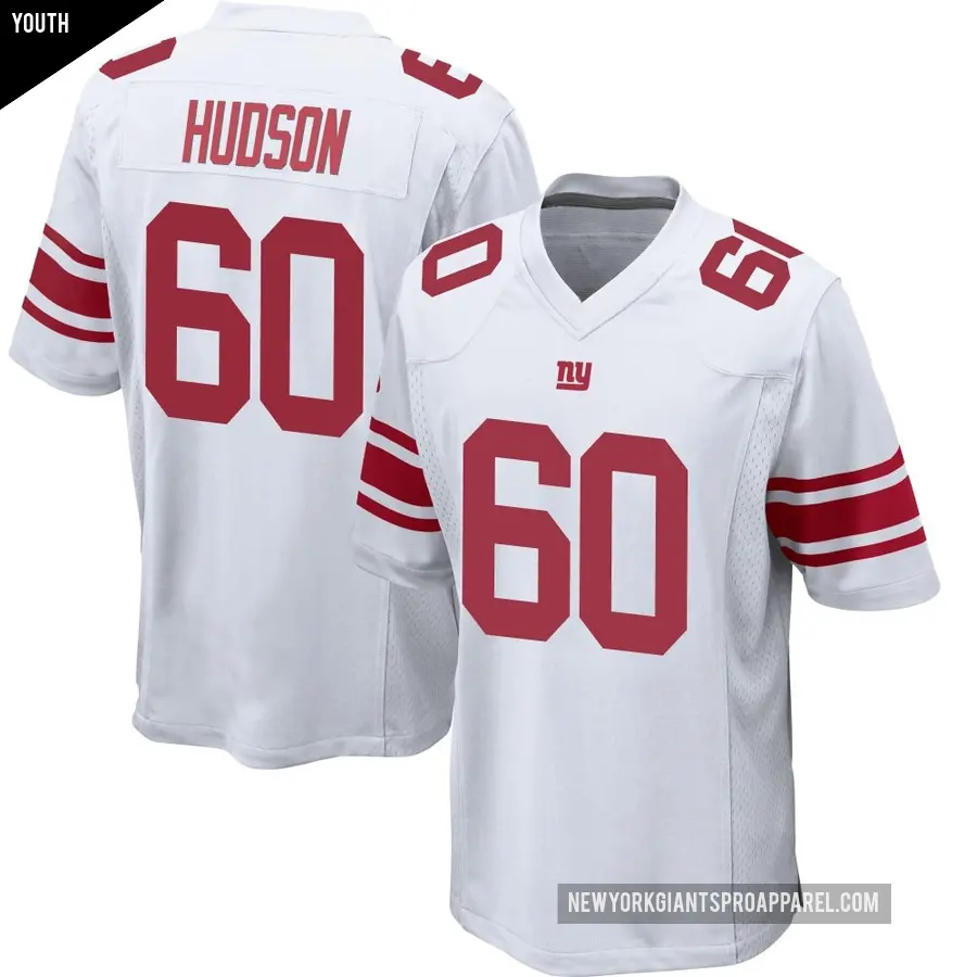 Youth New York Giants ＃60 Bryan Hudson White Game Jersey