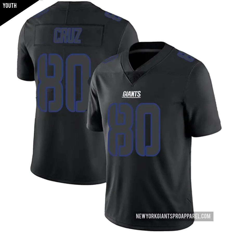 Youth New York Giants ＃80 Victor Cruz Black Impact Limited Jersey