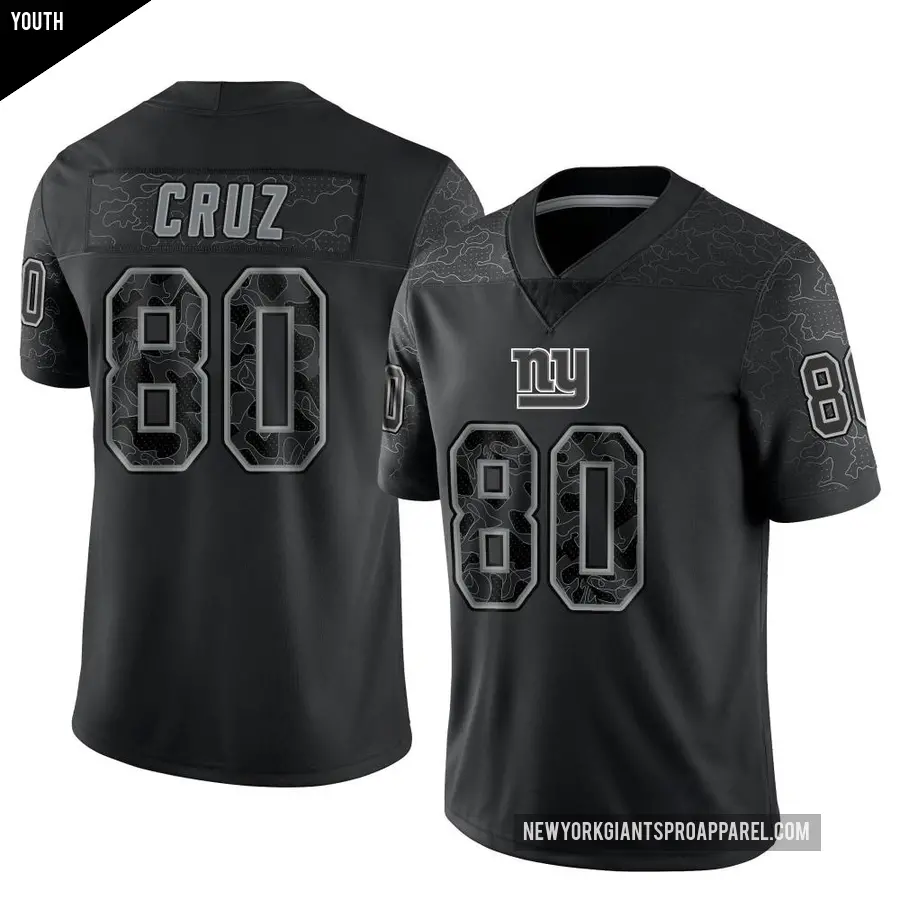 Youth New York Giants ＃80 Victor Cruz Black Limited Reflective Jersey