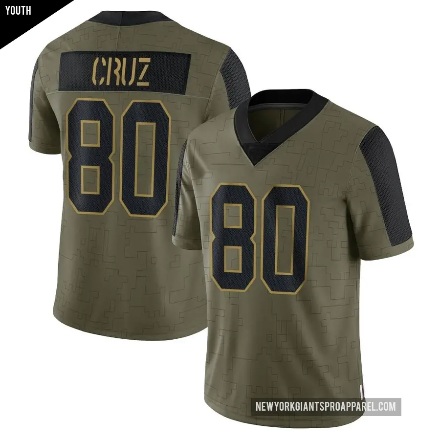 Youth New York Giants ＃80 Victor Cruz Olive Limited 2021 Salute To Service Jersey