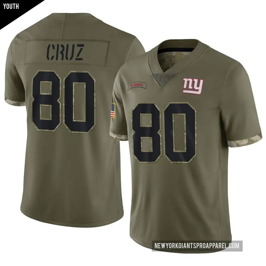 Youth New York Giants ＃80 Victor Cruz Olive Limited 2022 Salute To Service Jersey