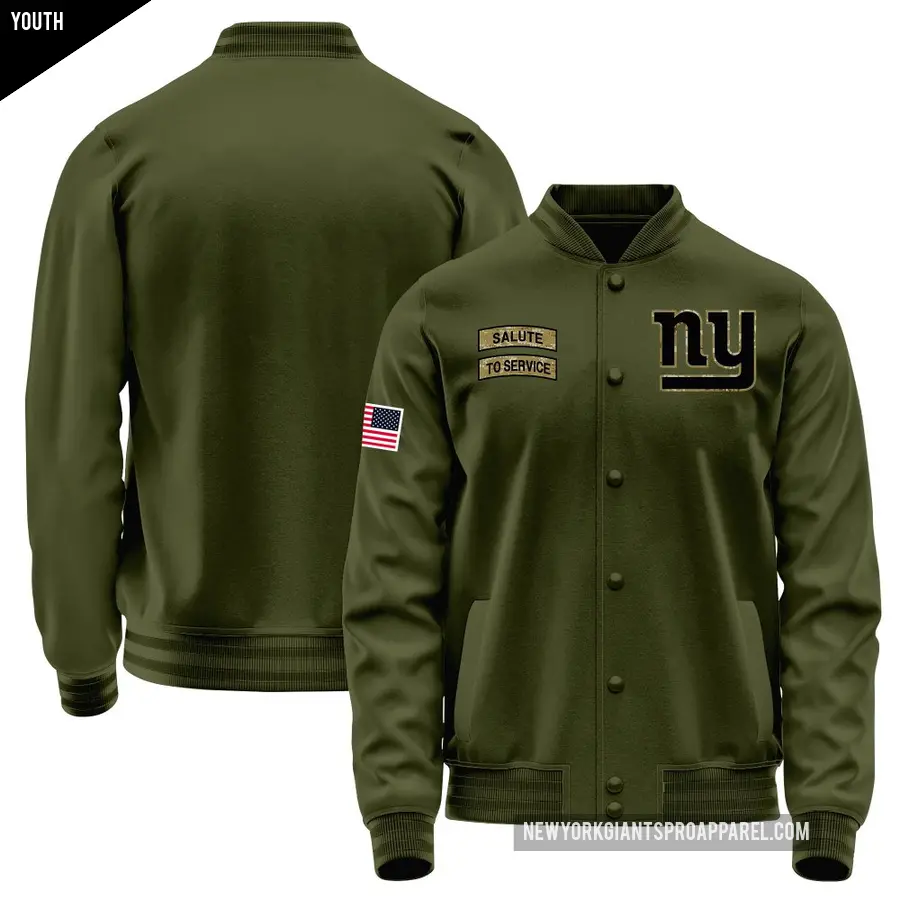 Youth New York Giants Olive Salute to Service Sideline Performance Jacket